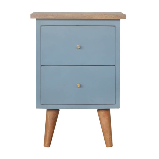 Blue painted mango wood bedside table