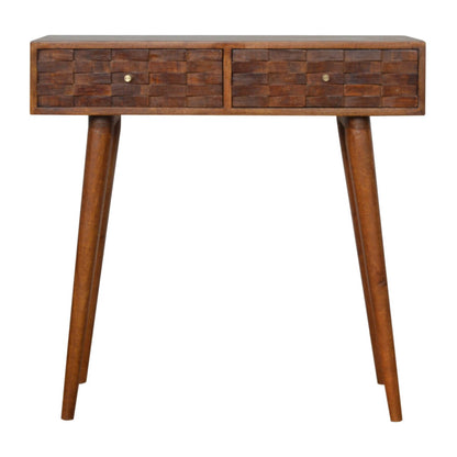 Tile Carved Console Table, Chestnut