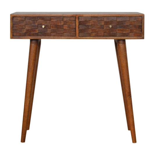 Tile Carved Console Table, Chestnut