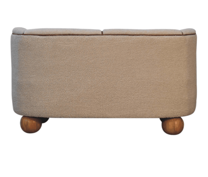 Mango wood buffalo hide and cotton boucle sofa