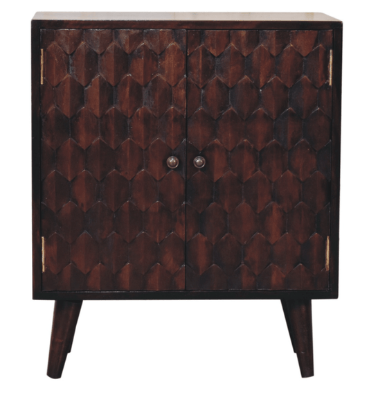 Walnut mango wood pineapple carved cabinet