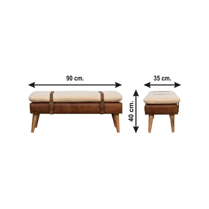 Buffalo Hide Boucle Mango Wood Bench