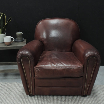 Art Deco vintage armchair Solid wood and leather